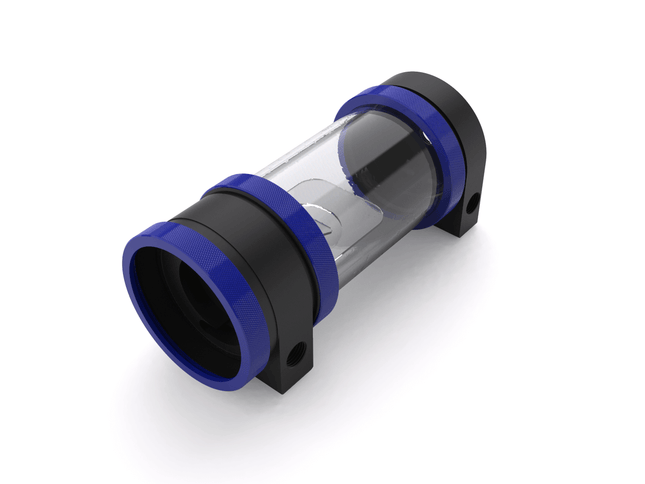 PrimoChill CTR Hard Mount Phase II High Flow D5 Enabled Reservoir - Black POM - 120mm - PrimoChill - KEEPING IT COOL True Blue