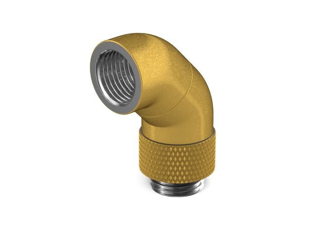 BSTOCK:PrimoChill Male to Female G 1/4in. 90 Degree SX Dual Rotary Snake Fitting - Gold - PrimoChill - KEEPING IT COOL