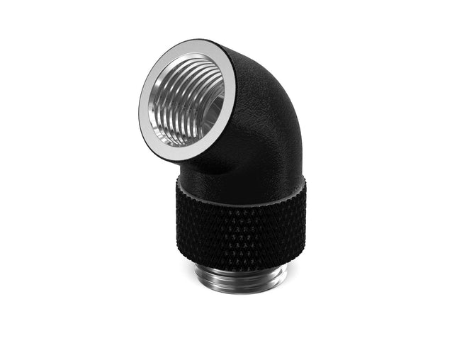 PrimoChill Male to Female G 1/4in. 60 Degree SX Rotary Elbow Fitting - PrimoChill - KEEPING IT COOL TX Matte Black