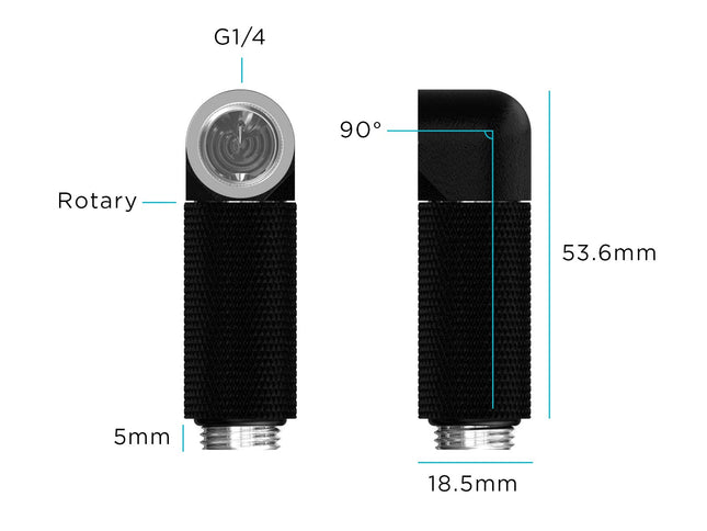 PrimoChill Male to Female G 1/4in. 90 Degree SX Rotary 35mm Extension Elbow Fitting - PrimoChill - KEEPING IT COOL