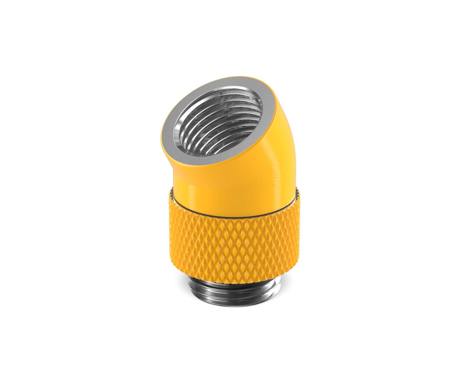 PrimoChill Male to Female G 1/4in. 30 Degree SX Rotary Elbow Fitting - PrimoChill - KEEPING IT COOL Yellow
