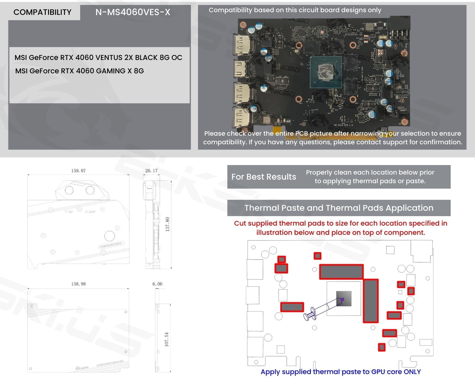 Bykski Full Coverage GPU Water Block and Backplate For MSI GeForce RTX 4060 VENTUS/GAMING 8G (N-MS4060VES-X)