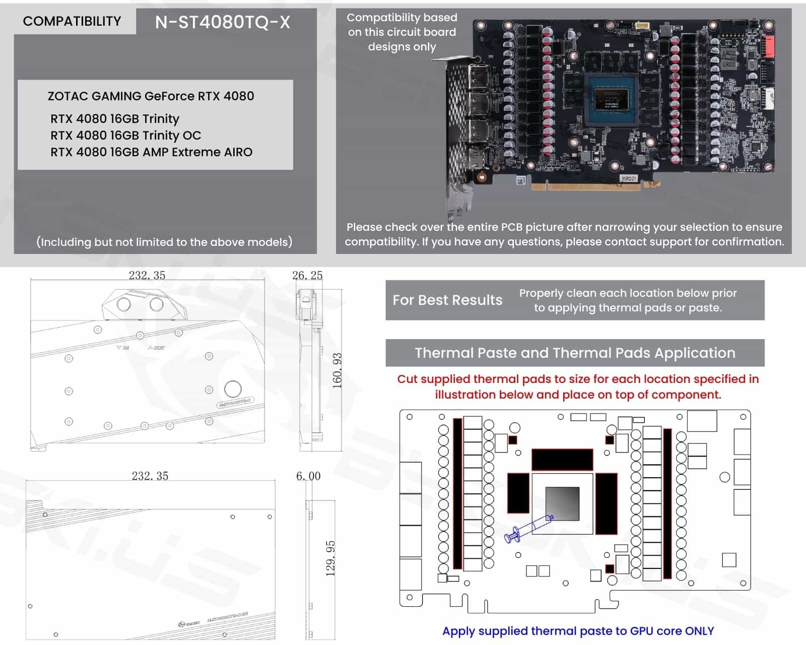 Bykski Full Coverage GPU Water Block and Backplate for ZOTAC Gaming RTX 4080 Trinity (N-ST4080TQ-X) - PrimoChill - KEEPING IT COOL