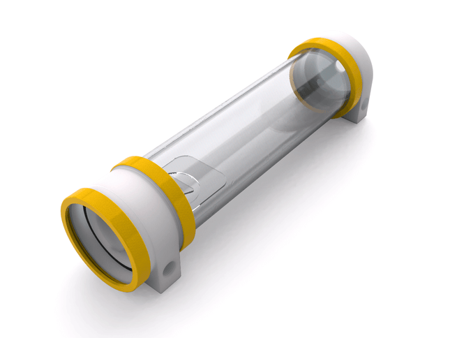 PrimoChill CTR Hard Mount Phase II High Flow D5 Enabled Reservoir - White POM - 240mm - PrimoChill - KEEPING IT COOL Yellow