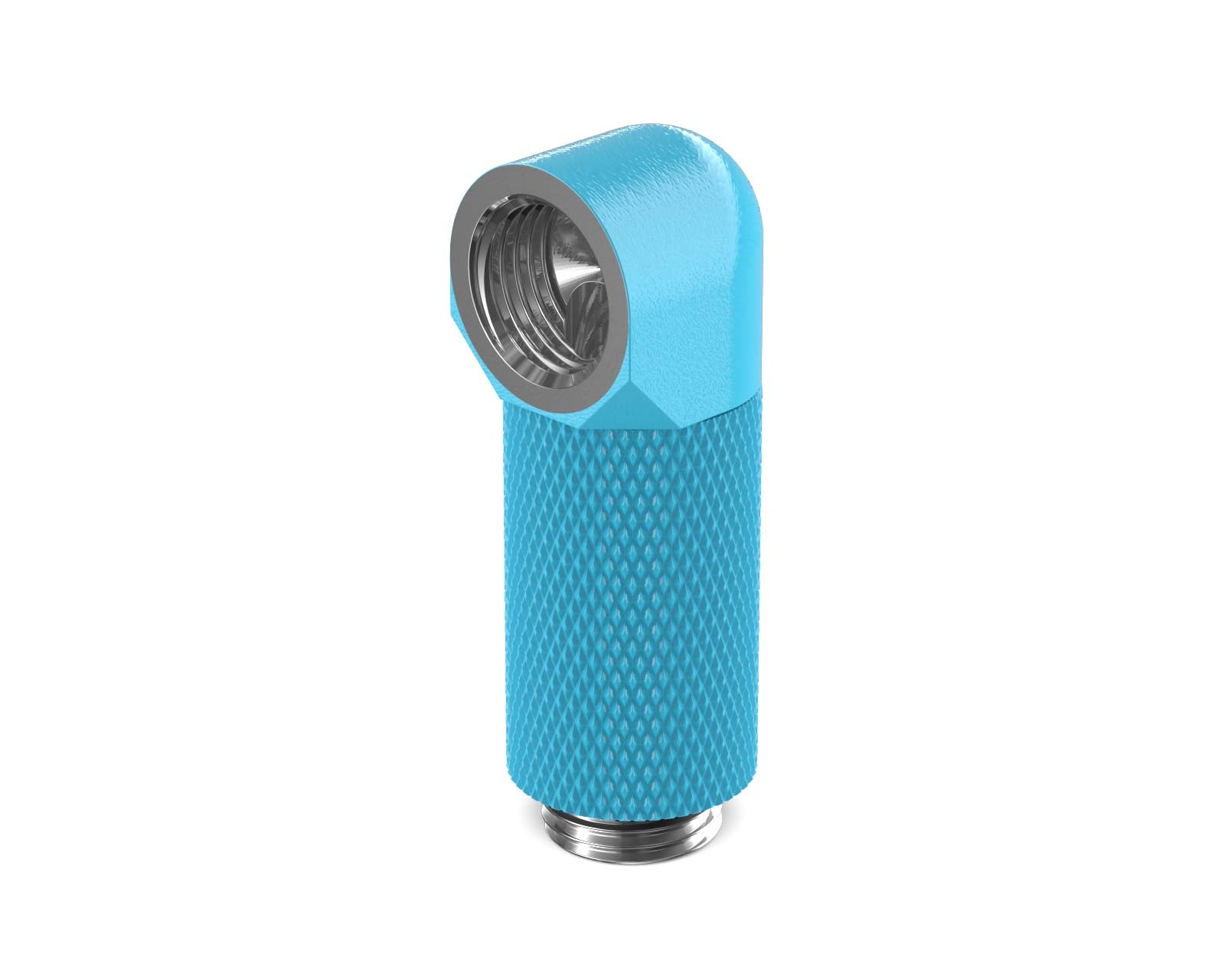 PrimoChill Male to Female G 1/4in. 90 Degree SX Rotary 30mm Extension Elbow Fitting - PrimoChill - KEEPING IT COOL Sky Blue