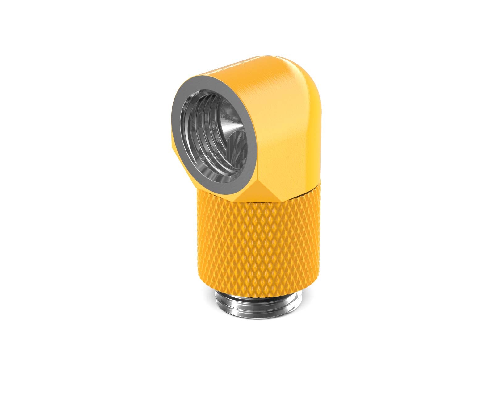PrimoChill Male to Female G 1/4in. 90 Degree SX Rotary 15mm Extension Elbow Fitting - PrimoChill - KEEPING IT COOL Yellow