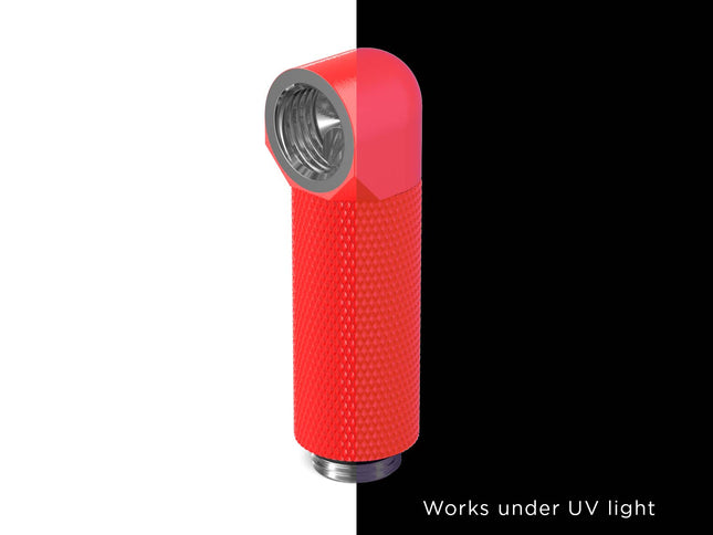 PrimoChill Male to Female G 1/4in. 90 Degree SX Rotary 40mm Extension Elbow Fitting - PrimoChill - KEEPING IT COOL UV Red