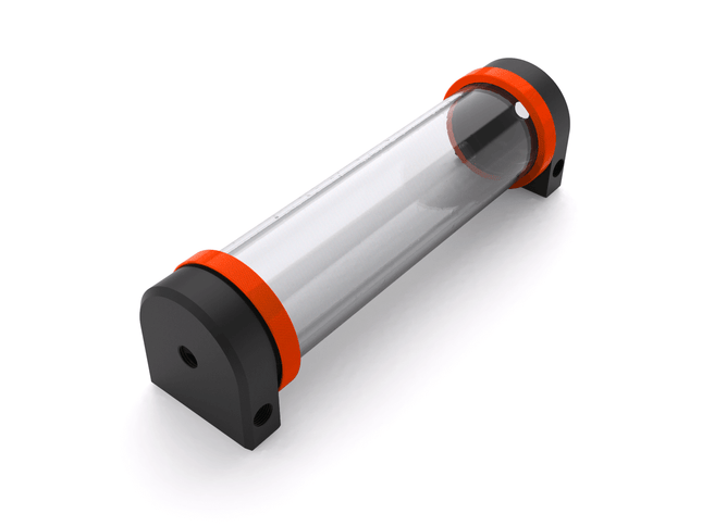 PrimoChill CTR Hard Mount Phase II Reservoir - Black POM - 240mm - PrimoChill - KEEPING IT COOL UV Orange