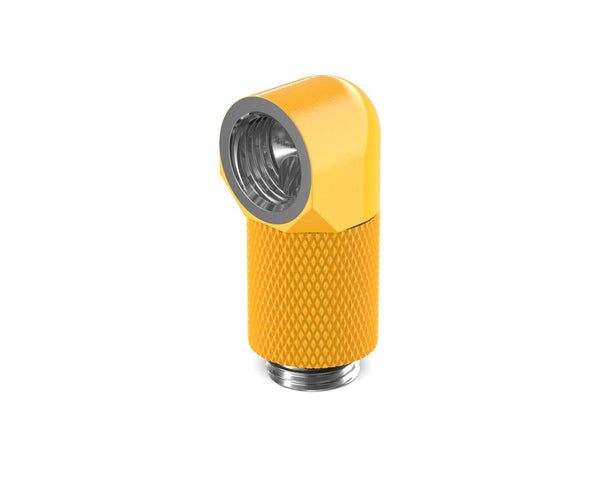 PrimoChill Male to Female G 1/4in. 90 Degree SX Rotary 20mm Extension Elbow Fitting - PrimoChill - KEEPING IT COOL Yellow