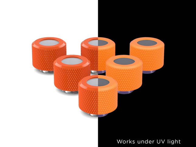 PrimoChill 12mm OD Rigid SX Fitting - 6 Pack - PrimoChill - KEEPING IT COOL UV Orange