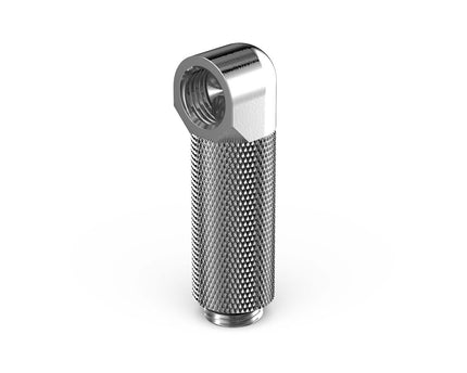 PrimoChill Male to Female G 1/4in. 90 Degree SX Rotary 40mm Extension Elbow Fitting - PrimoChill - KEEPING IT COOL Silver Nickel