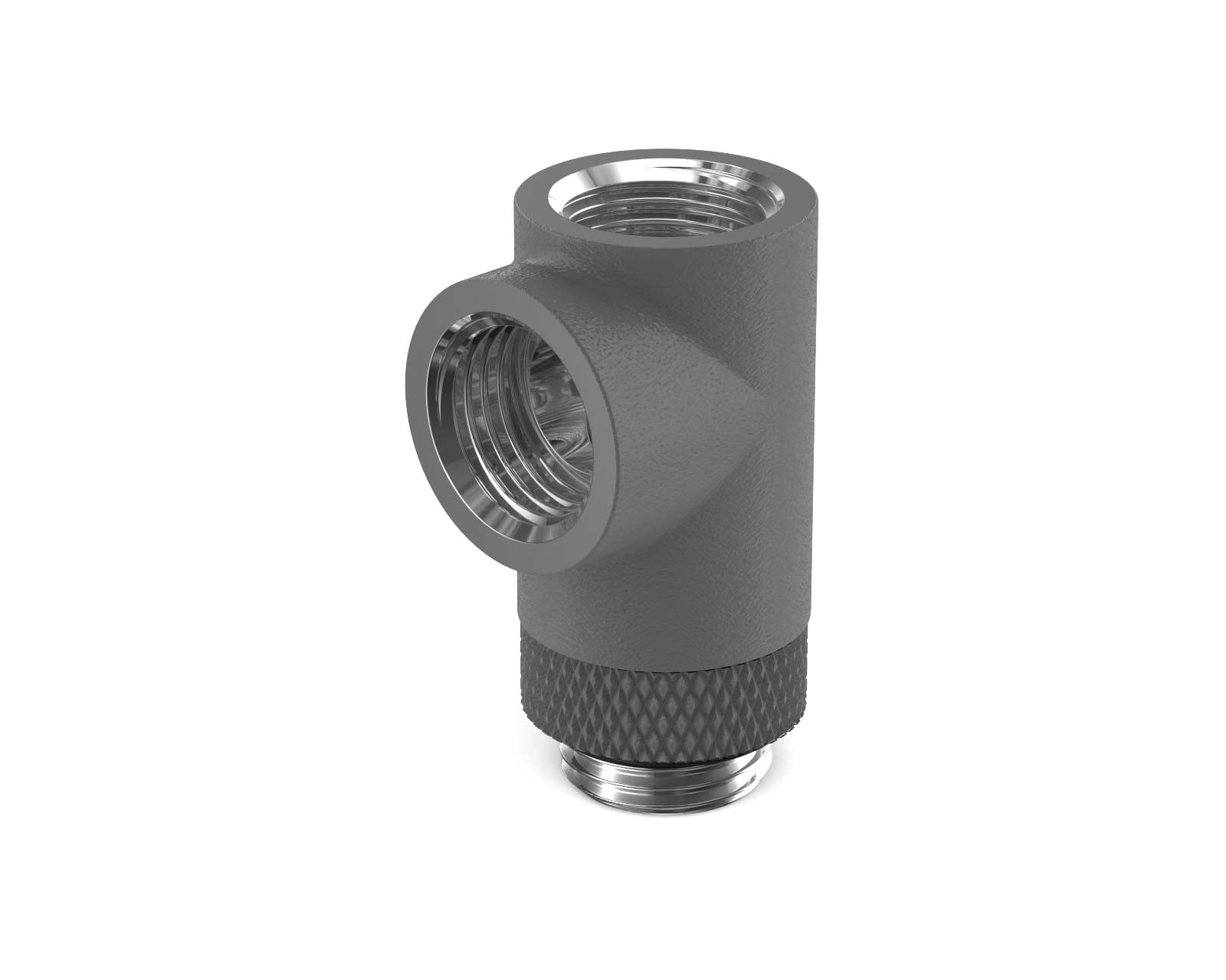 PrimoChill G 1/4in. Inline Rotary 3-Way SX Female T Adapter - PrimoChill - KEEPING IT COOL TX Matte Gun Metal