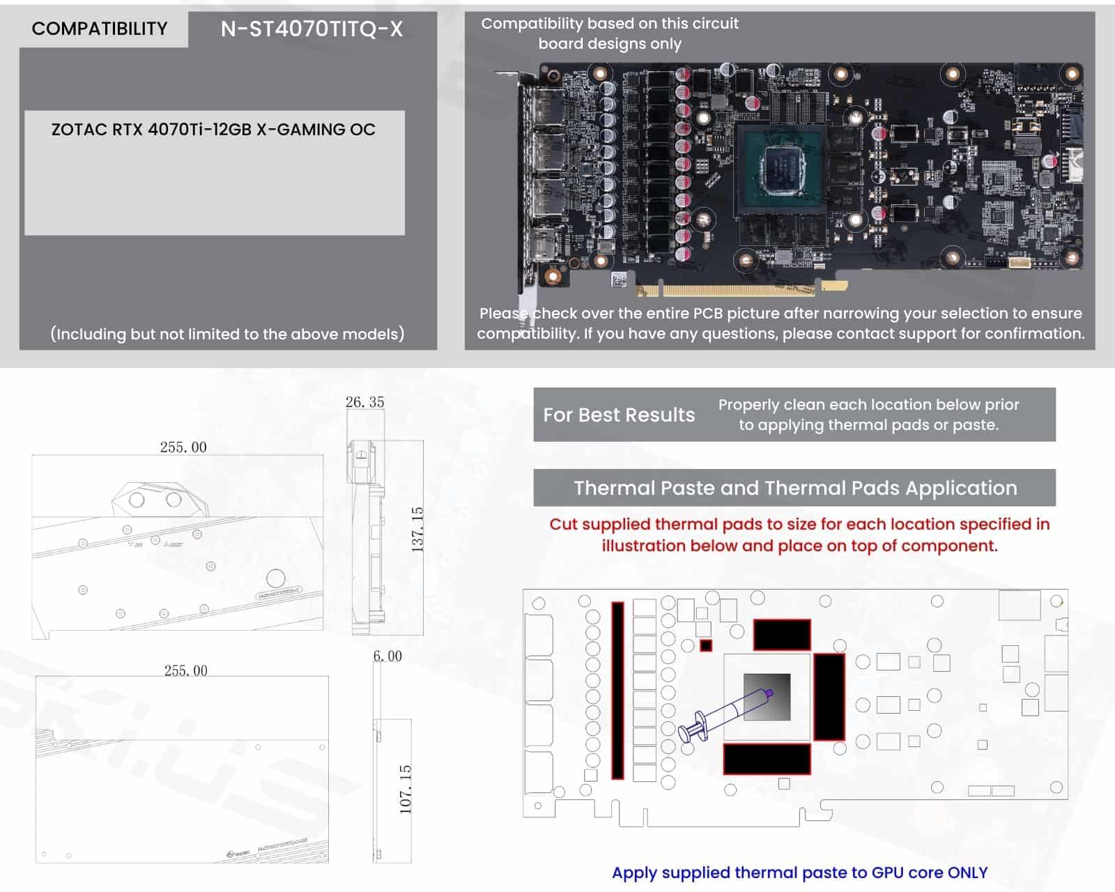 Bykski Full Coverage GPU Water Block and Backplate for Zotac RTX 4070Ti-12GB X-GAMING OC  (N-ST4070TITQ-X)