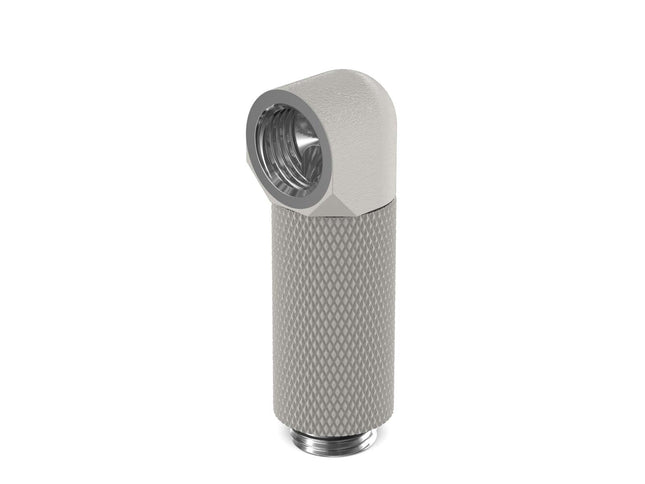 PrimoChill Male to Female G 1/4in. 90 Degree SX Rotary 35mm Extension Elbow Fitting - PrimoChill - KEEPING IT COOL TX Matte Silver