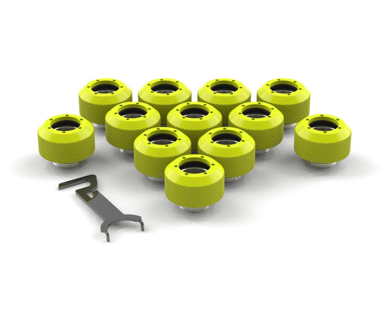 PrimoChill 1/2in. Rigid RevolverSX Series Fitting - 12 pack - PrimoChill - KEEPING IT COOL Lime Yellow