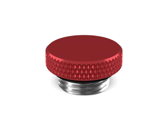 BSTOCK:PrimoChill G 1/4in. SX Knurled Nickel Stop Fitting (No slot) - Candy Red