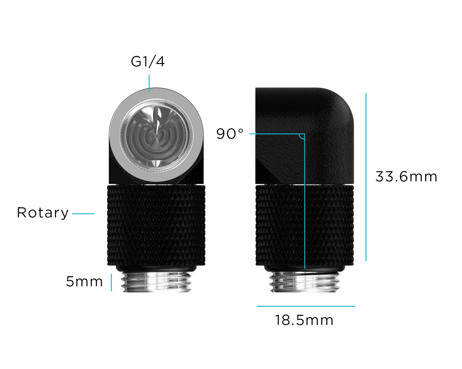 BSTOCK:PrimoChill Male to Female G 1/4in. 90 Degree SX Rotary 15mm Extension Elbow Fitting - PrimoChill - KEEPING IT COOL