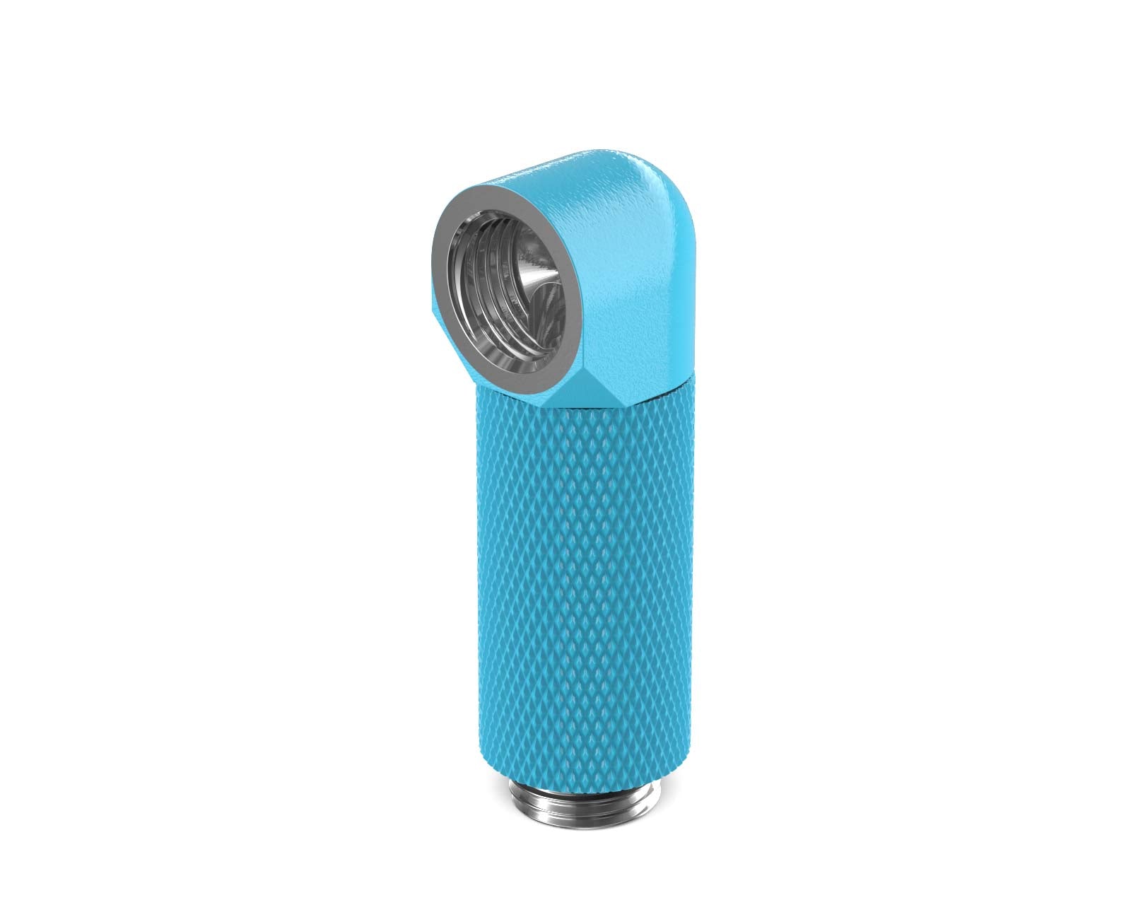 PrimoChill Male to Female G 1/4in. 90 Degree SX Rotary 35mm Extension Elbow Fitting - PrimoChill - KEEPING IT COOL Sky Blue