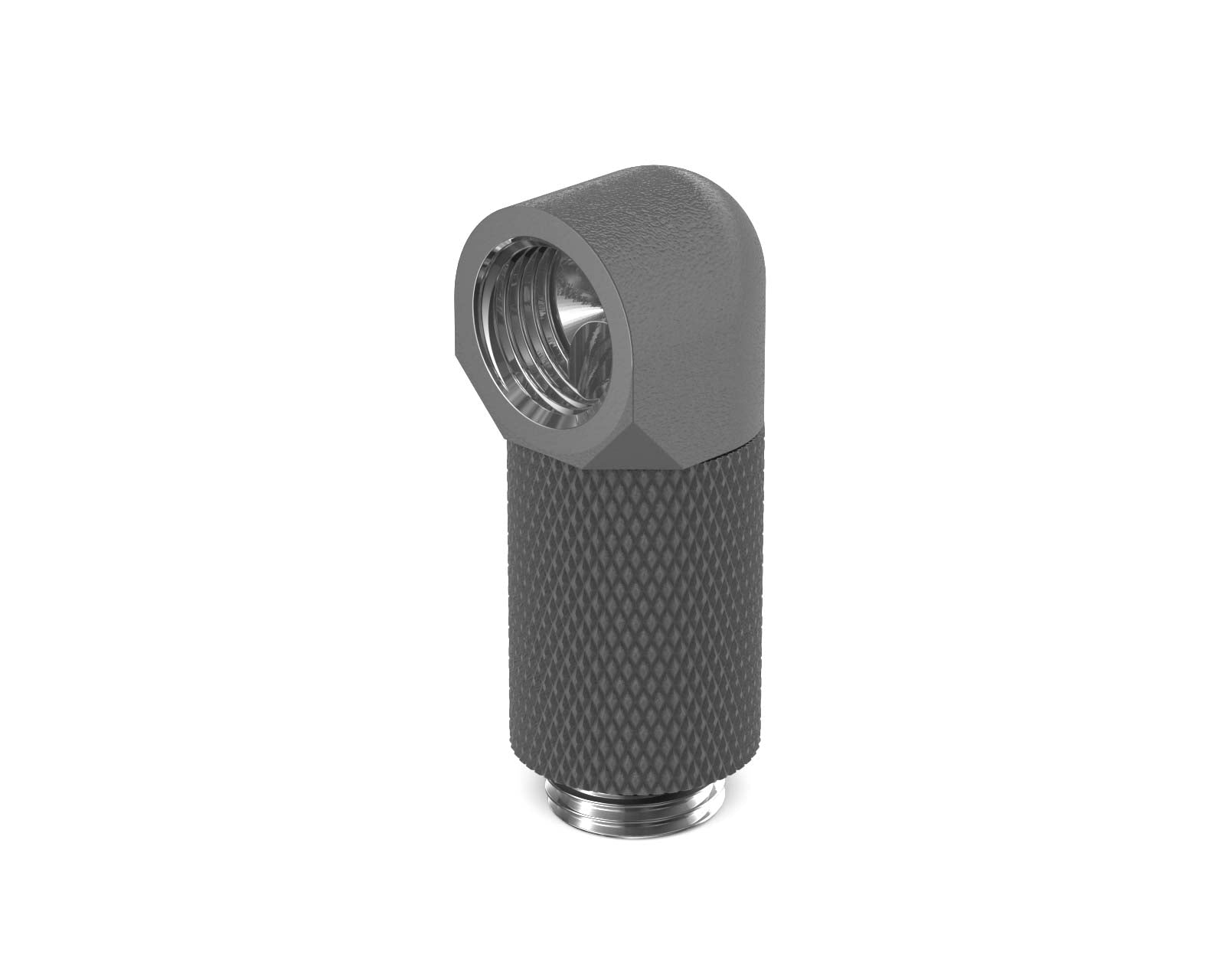PrimoChill Male to Female G 1/4in. 90 Degree SX Rotary 25mm Extension Elbow Fitting - PrimoChill - KEEPING IT COOL TX Matte Gun Metal