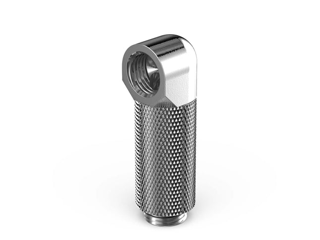 PrimoChill Male to Female G 1/4in. 90 Degree SX Rotary 35mm Extension Elbow Fitting - PrimoChill - KEEPING IT COOL Silver Nickel