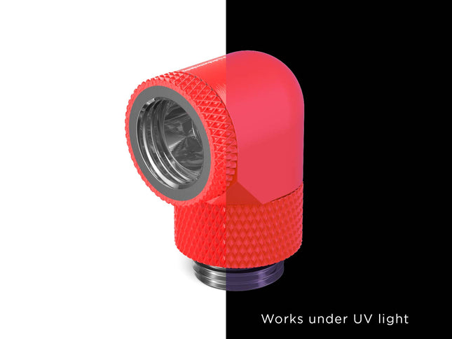 PrimoChill Male to Female G 1/4in. 90 Degree SX Dual Rotary Elbow Fitting - PrimoChill - KEEPING IT COOL UV Red