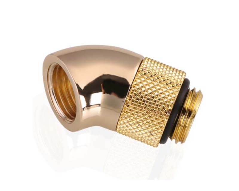 Bykski G 1/4in. Male to Female 45 Degree Rotary Elbow Fitting (B-RD45-X) - PrimoChill - KEEPING IT COOL Gold
