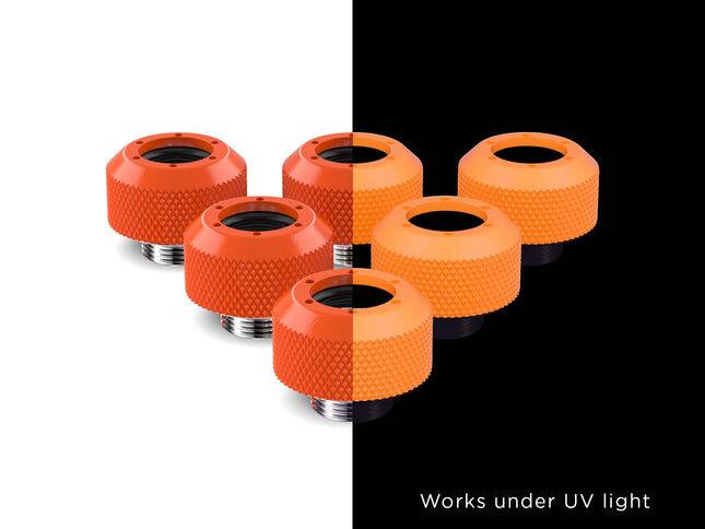 PrimoChill 1/2in. Rigid RevolverSX Series Fitting - 6 pack - PrimoChill - KEEPING IT COOL UV Orange