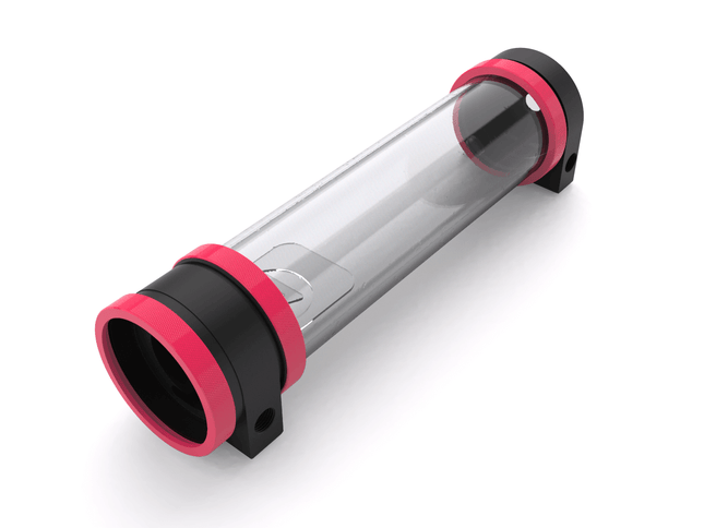 PrimoChill CTR Hard Mount Phase II High Flow D5 Enabled Reservoir - Black POM - 240mm - PrimoChill - KEEPING IT COOL UV Pink