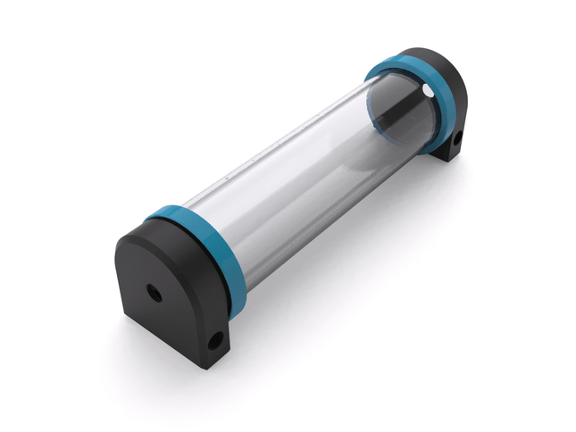 PrimoChill CTR Hard Mount Phase II Reservoir - Black POM - 240mm - PrimoChill - KEEPING IT COOL Sky Blue
