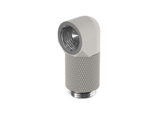 PrimoChill Male to Female G 1/4in. 90 Degree SX Rotary 20mm Extension Elbow Fitting - PrimoChill - KEEPING IT COOL TX Matte Silver