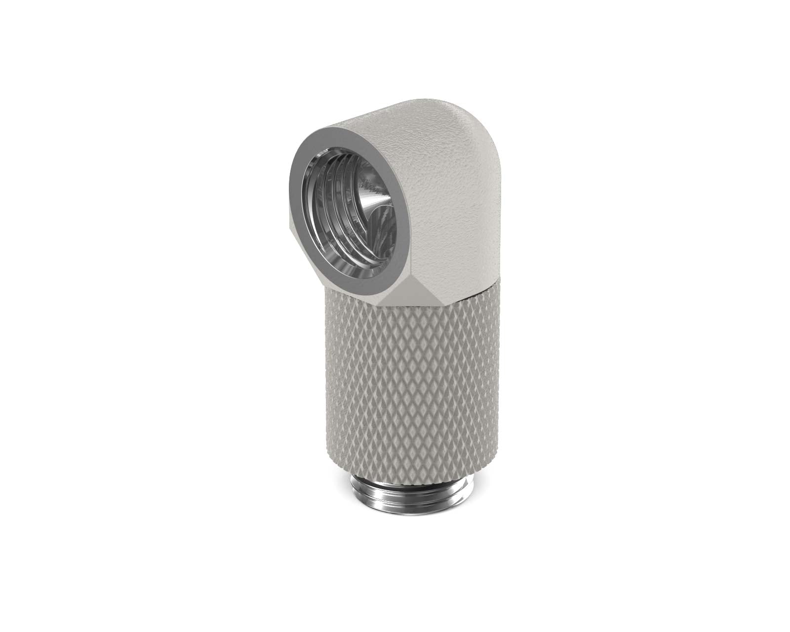 PrimoChill Male to Female G 1/4in. 90 Degree SX Rotary 20mm Extension Elbow Fitting - PrimoChill - KEEPING IT COOL TX Matte Silver
