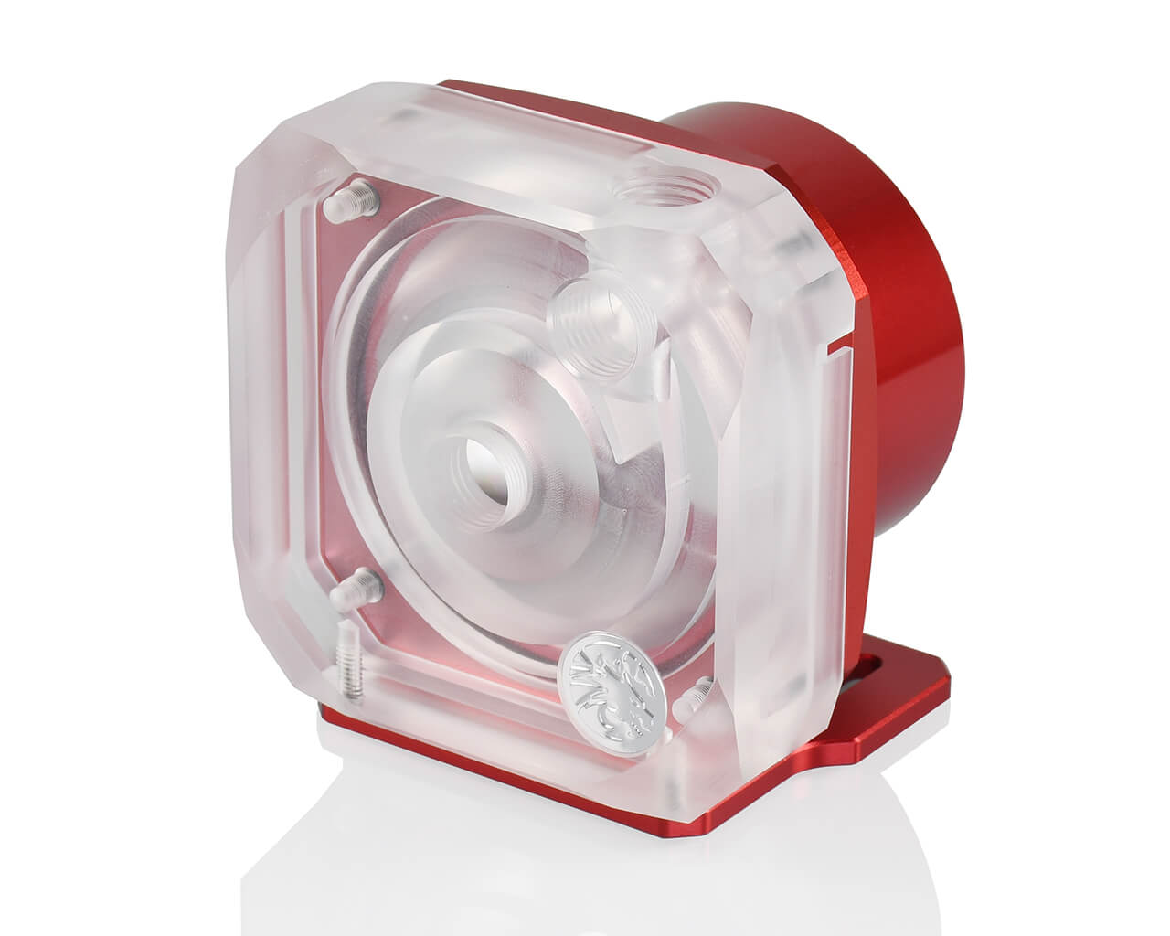 Bykski D5 Pump Top Kit Version 2 - Frosted PMMA - PrimoChill - KEEPING IT COOL Red
