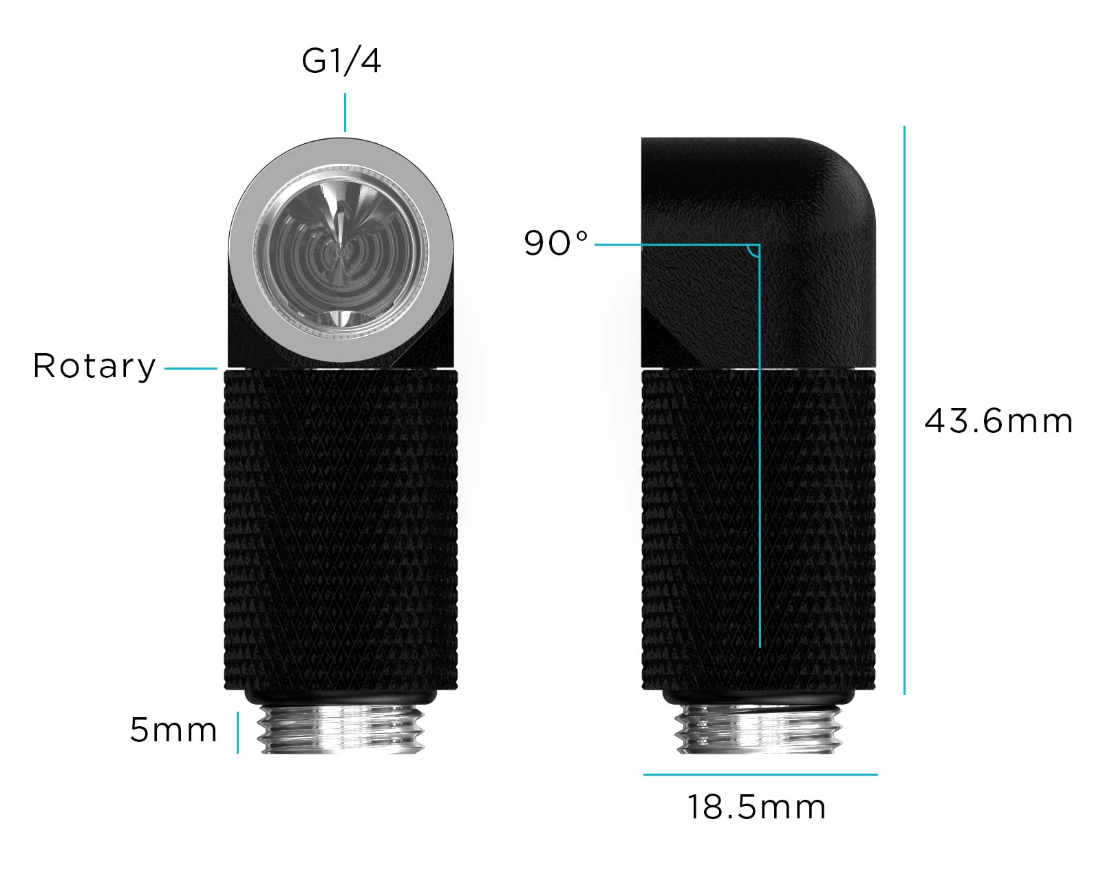 PrimoChill Male to Female G 1/4in. 90 Degree SX Rotary 25mm Extension Elbow Fitting - PrimoChill - KEEPING IT COOL
