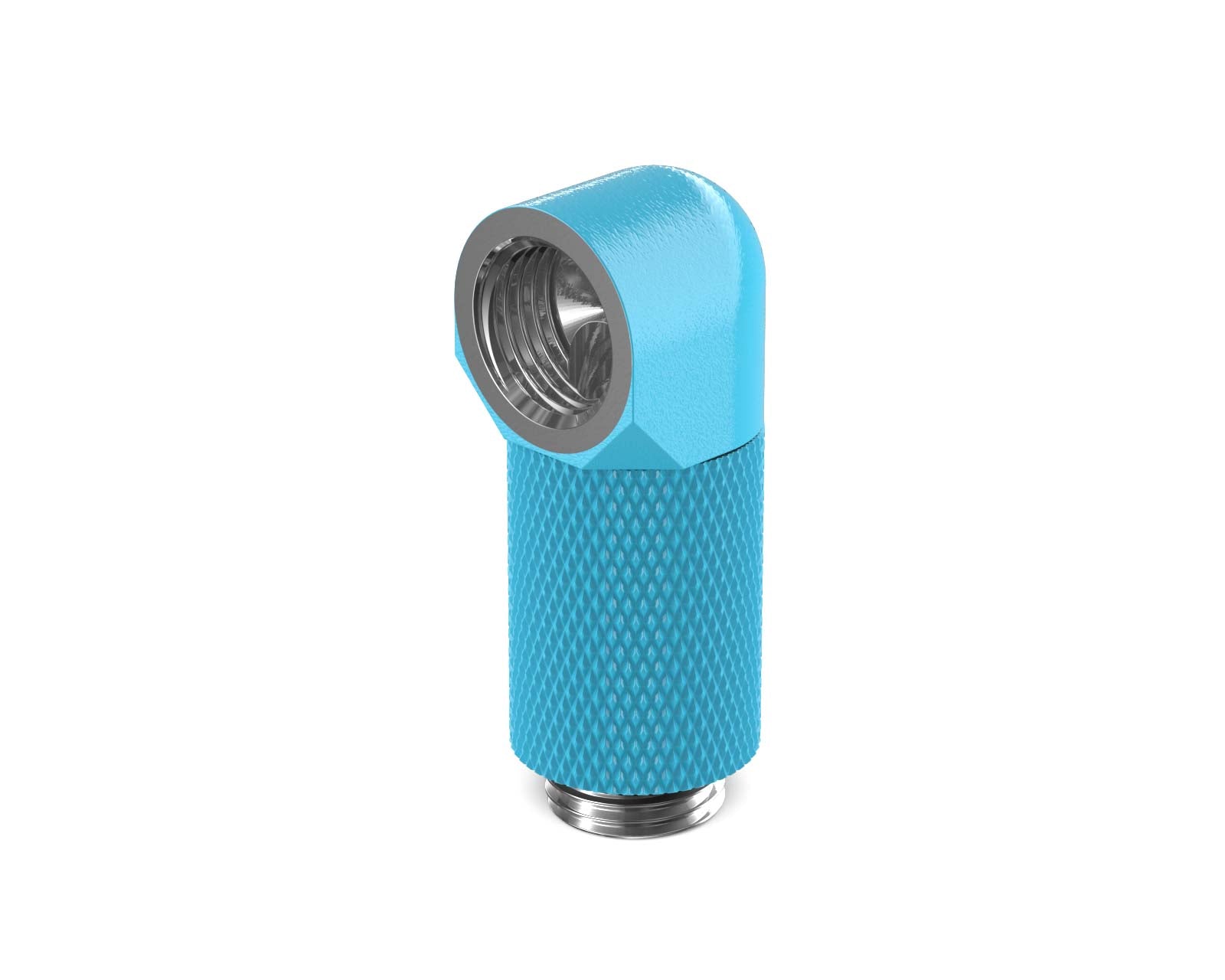 PrimoChill Male to Female G 1/4in. 90 Degree SX Rotary 25mm Extension Elbow Fitting - PrimoChill - KEEPING IT COOL Sky Blue