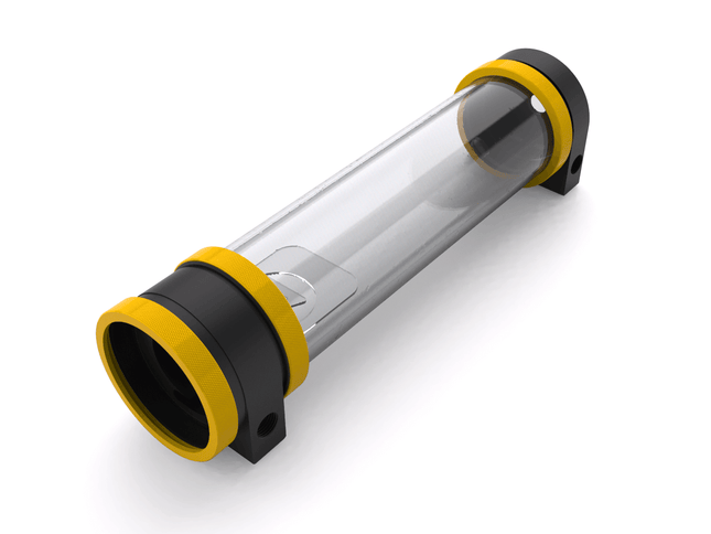 PrimoChill CTR Hard Mount Phase II High Flow D5 Enabled Reservoir - Black POM - 240mm - PrimoChill - KEEPING IT COOL Yellow