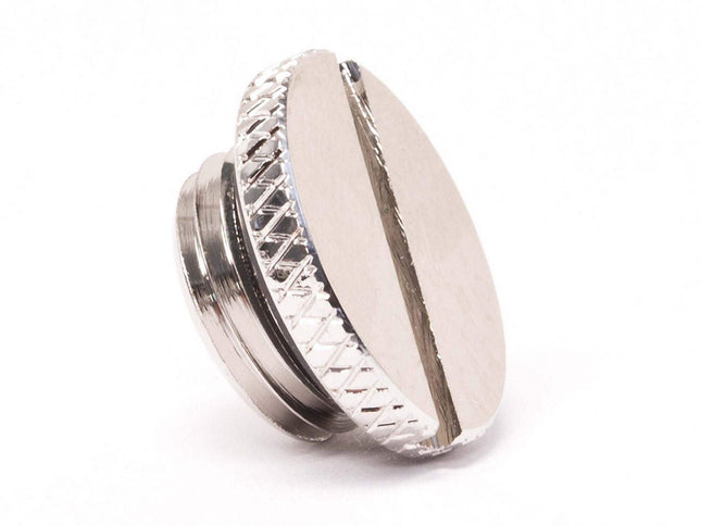 PrimoChill G 1/4in. Knurled Low Profile Slotted Stop Fitting - PrimoChill - KEEPING IT COOL Silver Nickel