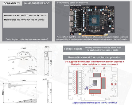 Bykski Full Coverage GPU Water Block and Backplate For MSI GeForce RTX 4070/Ti VENTUS 3X 12G OC (N-MS4070TIVES-X-V2)