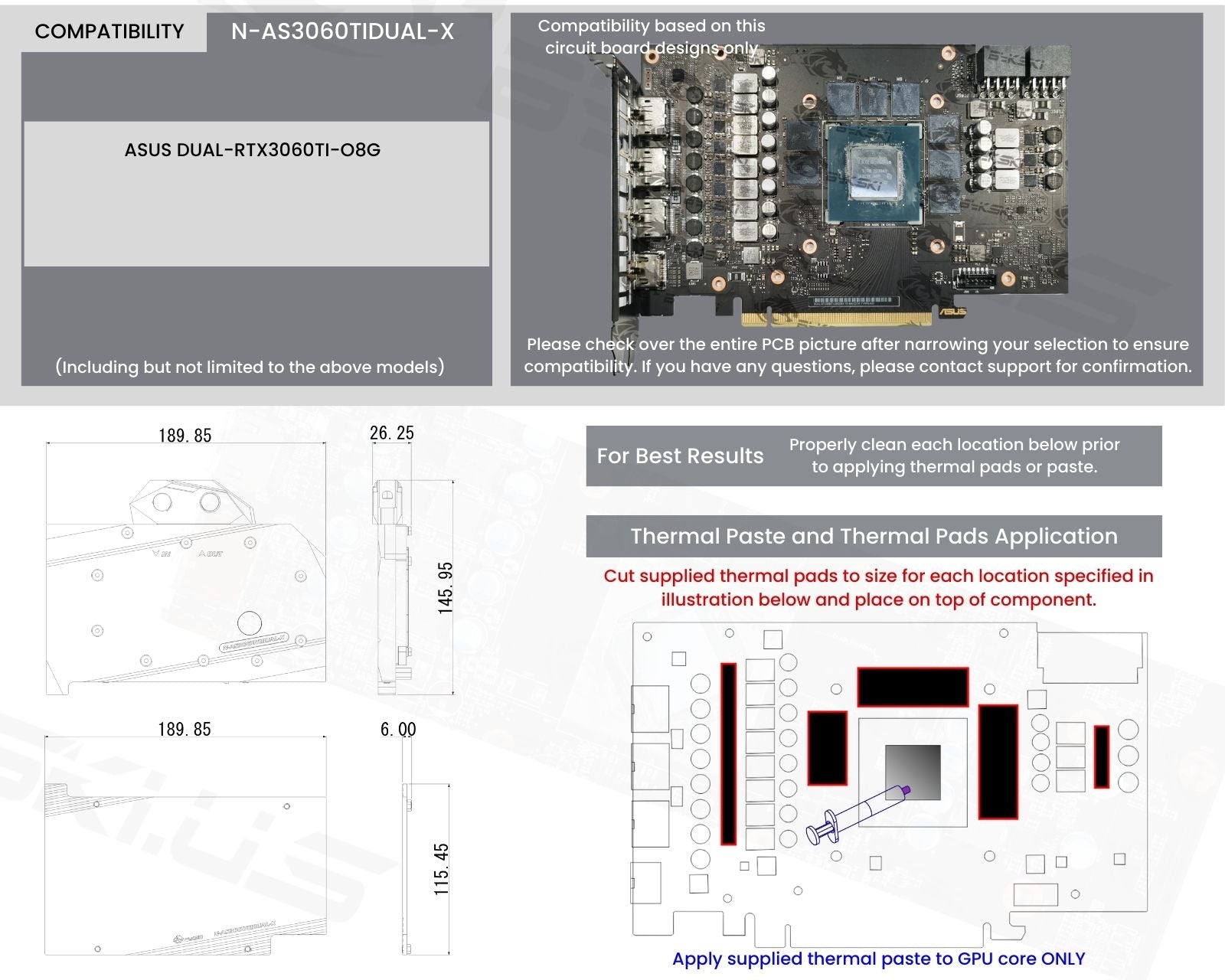 Bykski Full Coverage GPU Water Block And Backplate For ASUS DUAL-RTX3060TI-O8G (N-AS3060TIDUAL-X)