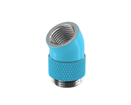 PrimoChill Male to Female G 1/4in. 30 Degree SX Rotary Elbow Fitting - PrimoChill - KEEPING IT COOL Sky Blue