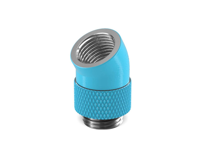 PrimoChill Male to Female G 1/4in. 30 Degree SX Rotary Elbow Fitting - PrimoChill - KEEPING IT COOL Sky Blue