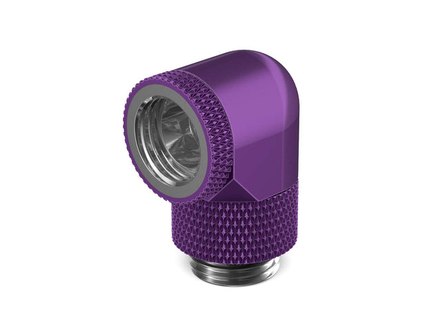 PrimoChill Male to Female G 1/4in. 90 Degree SX Dual Rotary Elbow Fitting - PrimoChill - KEEPING IT COOL Candy Purple