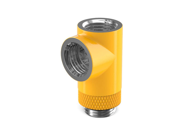 PrimoChill G 1/4in. Inline Rotary 3-Way SX Female T Adapter - PrimoChill - KEEPING IT COOL Yellow