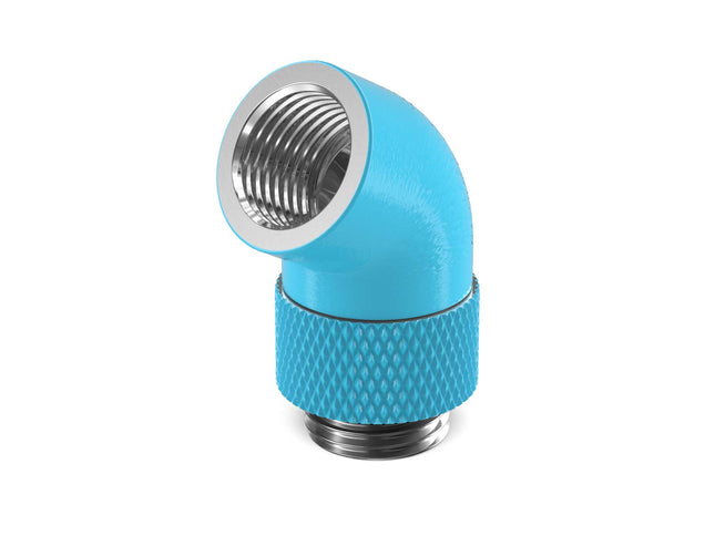PrimoChill Male to Female G 1/4in. 60 Degree SX Rotary Elbow Fitting - PrimoChill - KEEPING IT COOL Sky Blue