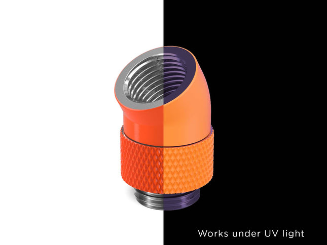 PrimoChill Male to Female G 1/4in. 30 Degree SX Rotary Elbow Fitting - PrimoChill - KEEPING IT COOL UV Orange
