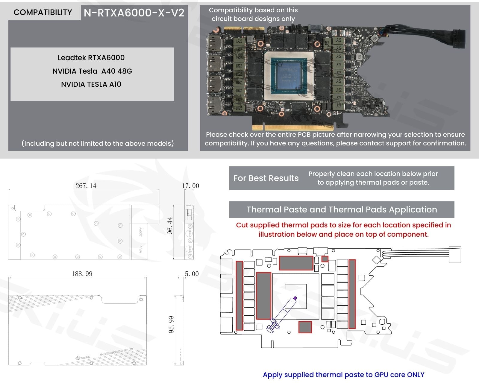 Bykski Metal/POM GPU Water Block and Backplate For Leadtek/NVIDIA Quadro RTXA6000/A10/A40 (N-RTXA6000-X-V3)