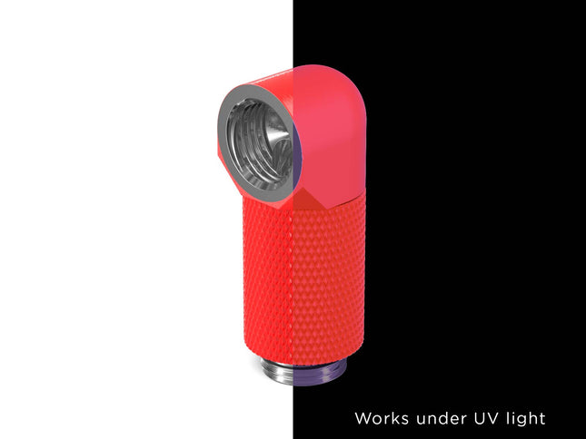 PrimoChill Male to Female G 1/4in. 90 Degree SX Rotary 25mm Extension Elbow Fitting - PrimoChill - KEEPING IT COOL UV Red