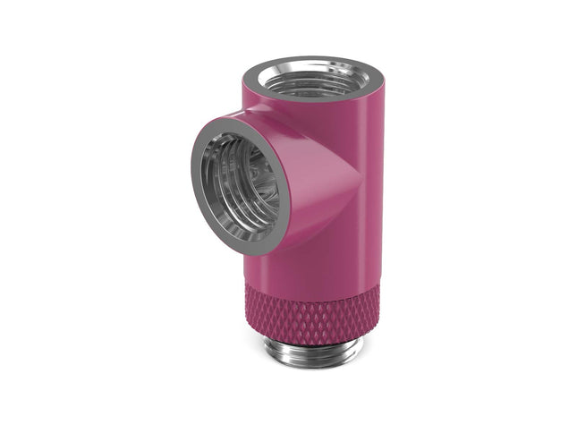 PrimoChill G 1/4in. Inline Rotary 3-Way SX Female T Adapter - PrimoChill - KEEPING IT COOL Magenta