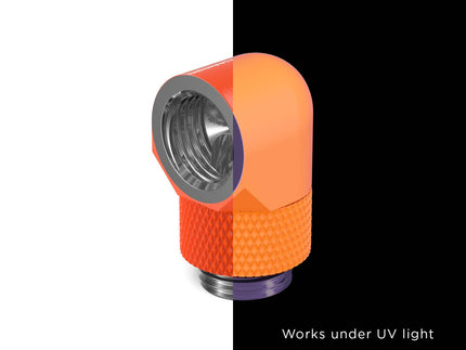 PrimoChill Male to Female G 1/4in. 90 Degree SX Rotary Elbow Fitting - PrimoChill - KEEPING IT COOL UV Orange
