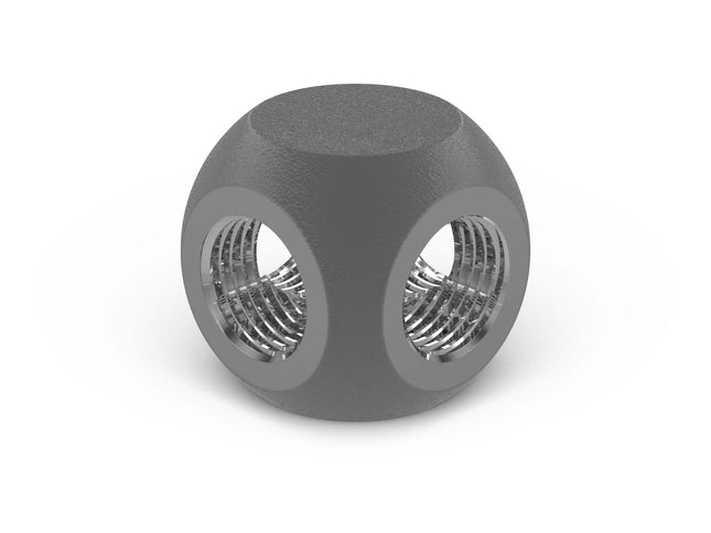 PrimoChill G 1/4in. 4-Way Quad SX Female Adapter Block - PrimoChill - KEEPING IT COOL TX Matte Gun Metal
