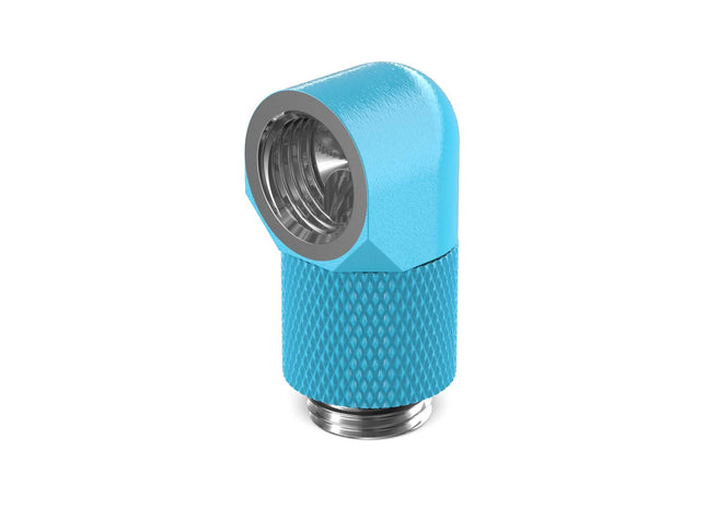 PrimoChill Male to Female G 1/4in. 90 Degree SX Rotary 15mm Extension Elbow Fitting - PrimoChill - KEEPING IT COOL Sky Blue